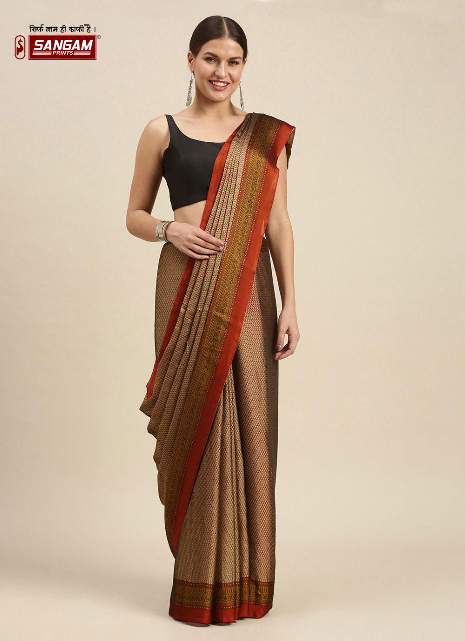 Sangam Peacock Regular Wear Crepe Silk Printed Saree Collection